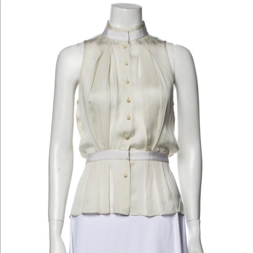 Theysken’s Theory 100% Silk Designer Blouse Sleeveless